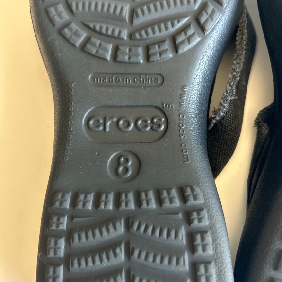 Men’s Crocs Black Canvas Rubber Flip Flops size 8 - Picture 12 of 14